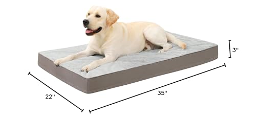 KSIIA Orthopedic Crate Bed - Plush Washable Dog Bed with Egg Crate Foam and Removable Cover, 35 x 22 Inch, Gray