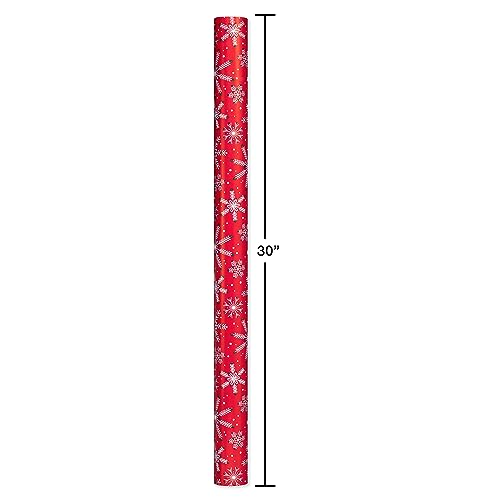 American Greetings 175 sq. ft. Reversible Red Christmas Wrapping Paper, Candy Cane Stripes and Snowflakes (1 Jumbo Roll 30 in. X 70 ft.)