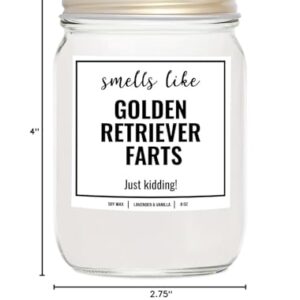 YouNique Designs Smells Like Golden Retriever Farts 8oz Soy Candle - Dog Farts Candle Gifts for Golden Retriever Lovers - Golden Retriever Gifts for Women, Men, Dog Lovers (Lavender & Vanilla)