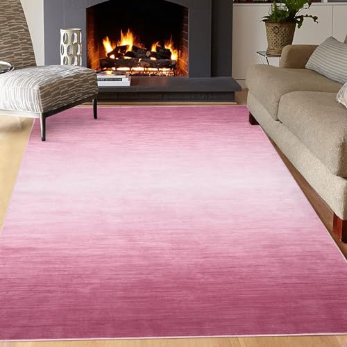 ROYHOME 9x12 Living Room Area Rug Modern Ombre Area Rug Non-Slip Washable Indoor Area Rug Contemporary Area Rug Large Floor Carpet for Bedroom Nursery, Pink