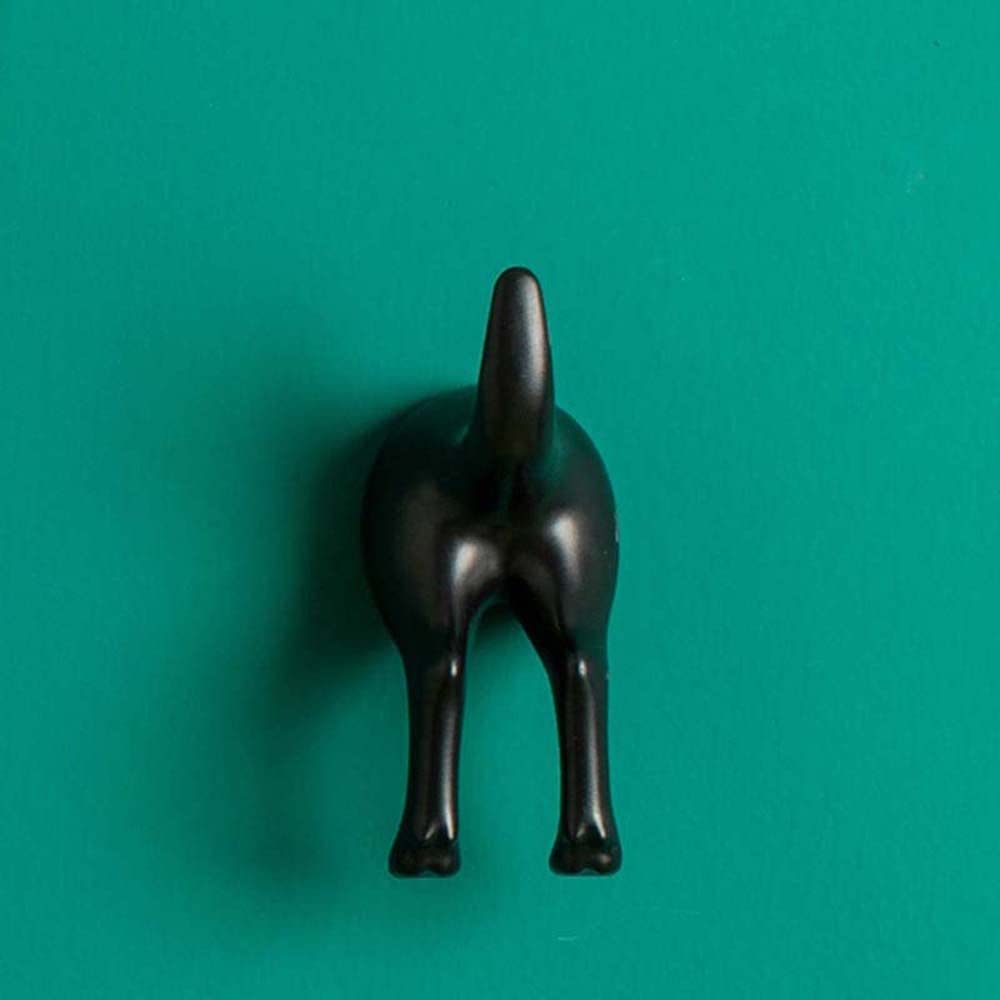 Dog Tail Shape Key Holder Adhesive Hooks Key Hooks Coat Hooks Utility Hooks Decorative Wall Hooks for Kitchen Office Room Bathroom Bedroom(Black)