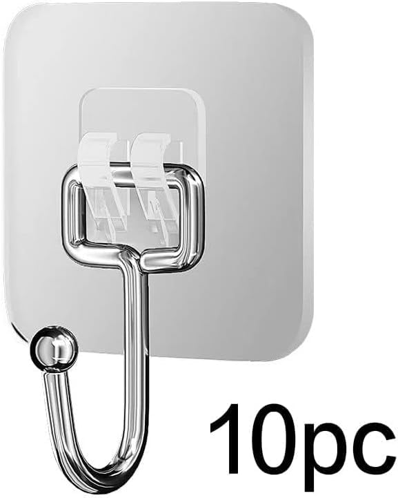 cnejucw Large Adhesive Hooks for Hanging Heavy Duty Wall Hooks 22 lbs Self Adhesive Towel Hook Waterproof Transparent Hooks 10 Pack(White) (guagou 2)