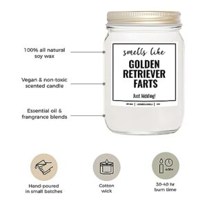 YouNique Designs Smells Like Golden Retriever Farts 8oz Soy Candle - Dog Farts Candle Gifts for Golden Retriever Lovers - Golden Retriever Gifts for Women, Men, Dog Lovers (Lavender & Vanilla)