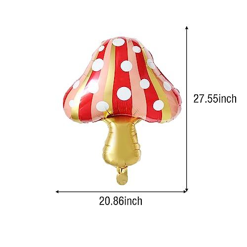 Mushroom Foil Balloons Party Bouquet Decorations Mushroom Mylar Balloons for Kids Birthday Baby Shower Mushroom Themed Party