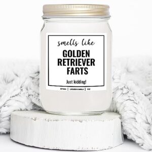 YouNique Designs Smells Like Golden Retriever Farts 8oz Soy Candle - Dog Farts Candle Gifts for Golden Retriever Lovers - Golden Retriever Gifts for Women, Men, Dog Lovers (Lavender & Vanilla)