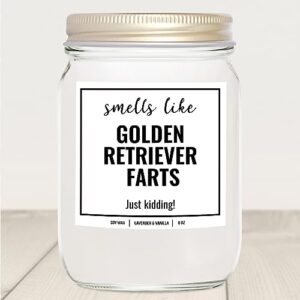 YouNique Designs Smells Like Golden Retriever Farts 8oz Soy Candle - Dog Farts Candle Gifts for Golden Retriever Lovers - Golden Retriever Gifts for Women, Men, Dog Lovers (Lavender & Vanilla)