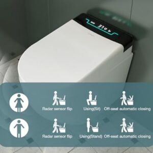 MEJE #001U-Electronic Bidet Seat for Elongated Toilets with Remote Control, Temperature Display Heated Toilet Seat,Auto Open and Close,Warm Air Dryer and Temp Controlled Wash Functions (White)