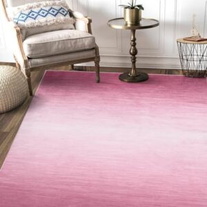 ROYHOME 9x12 Living Room Area Rug Modern Ombre Area Rug Non-Slip Washable Indoor Area Rug Contemporary Area Rug Large Floor Carpet for Bedroom Nursery, Pink