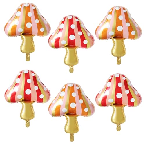 Mushroom Foil Balloons Party Bouquet Decorations Mushroom Mylar Balloons for Kids Birthday Baby Shower Mushroom Themed Party