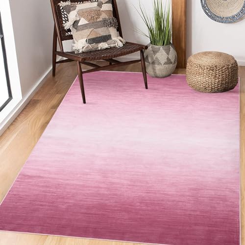 ROYHOME 9x12 Living Room Area Rug Modern Ombre Area Rug Non-Slip Washable Indoor Area Rug Contemporary Area Rug Large Floor Carpet for Bedroom Nursery, Pink