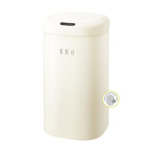 eko vintage automatic trash can,12l / 3.2 gal small motion sensor bathroom trash can with lid, soft square wastebasket touchless garbage can, vanilla stainless