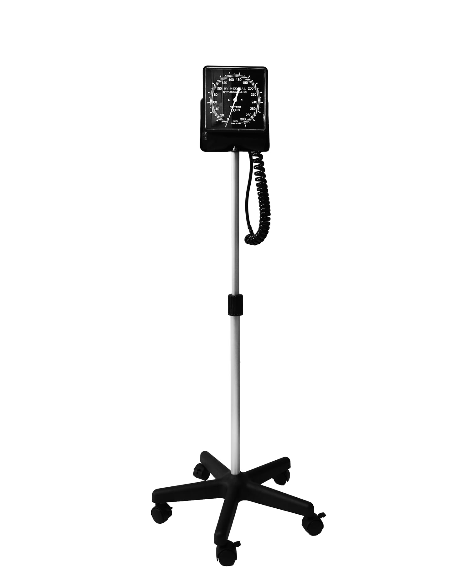 BV Medical Clock Mobile Rolling Stand Manual Blood Pressure Monitor Aneroid Sphygmomanometer