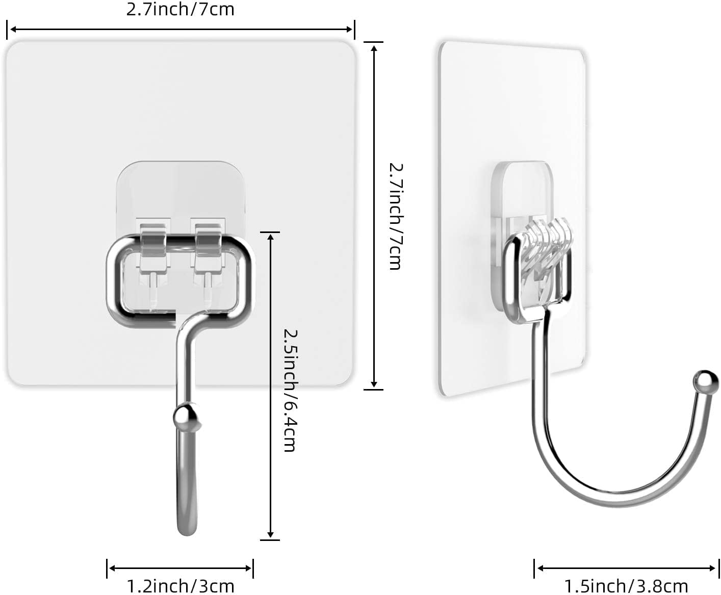 cnejucw Large Adhesive Hooks for Hanging Heavy Duty Wall Hooks 22 lbs Self Adhesive Towel Hook Waterproof Transparent Hooks 10 Pack(White) (guagou 2)