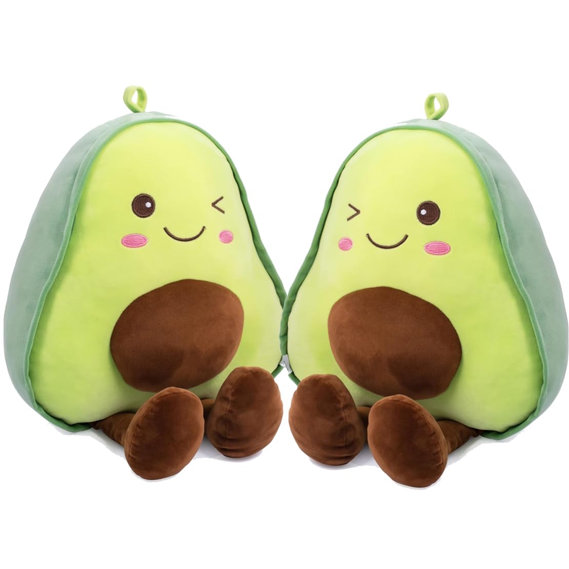 Avocado Stuffed Animal Snuggly Plushies Fruit Soft Plush Toy Hugging Pillow, 2 Pack Cute Cartoon Plush Avocado Kawaii Food Shaped Fruit Pillow Gifts for Birthday,Valentine's Day,Christmas