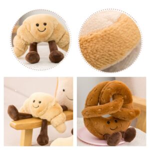 XIZHI Toast Bread Plush Toy Cute Croissant Plush Stuffed Funny Food Plushies Pillow Toy fors Gifts for Kids Birthday (Croissant)