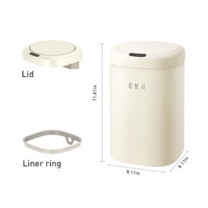 EKO Vintage Automatic Trash Can, 9L / 2.8 Gal Small Motion Sensor Bathroom Trash Can with Lid, Soft Square Wastebasket Touchless Garbage Can, Vanilla Stainless