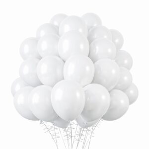 rubfac white balloons, 110pcs 12 inch party latex balloons, thicker white balloons for birthday wedding baby shower graduation anniversary party decorations