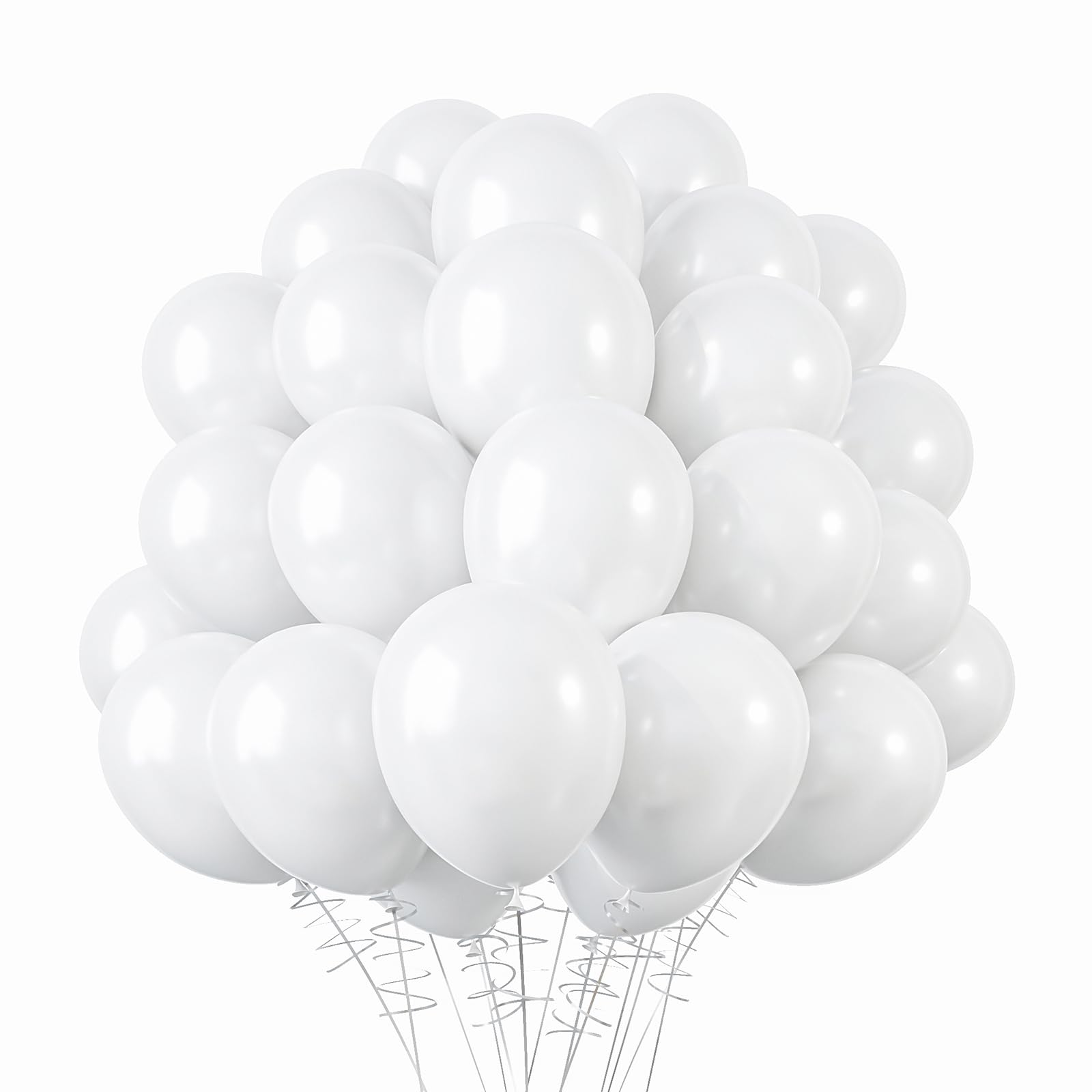 RUBFAC White Balloons, 110pcs 12 Inch Party Latex Balloons, Thicker White Balloons for Birthday Wedding Baby Shower Graduation Anniversary Party Decorations