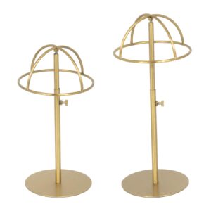 mckechsion hat display stand 2pcs stainless steel brushed nickel titanium hat stand metal golden adjustable height cap rack showcase fingerprint resistant for home boutique retail store