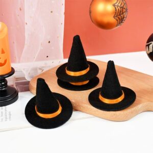 6pcs Mini Felt Witch Hats - Bulk Tiny Wizard Hats for Crafts, Wine Bottle Decor, and Halloween Decorations