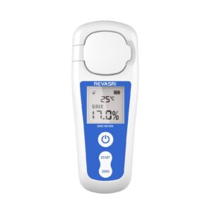 REVASRI Digital Brix Refractometer, Rechargeable Brix Meter for Liquid Sugar Content with LCD, 0-55% Range ±0.2% Accuracy with Auto Temperature Compensation