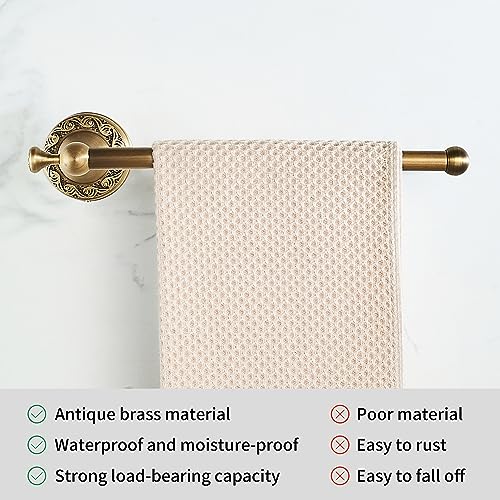 Hand Towel Bar for Bathroom Antique Bronze Brass, Rustproof Wall Mounted Towel Rack Hanger Bathroom Hardware Accessories Towel Holder,Pattern Carving Design