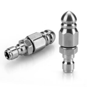 pressure washer sewer jetter nozzle, sewer cleaning nozzle tips pressure drain jetter hose nozzle with 1/4'' quickly connector 5000 psi (2 sets)