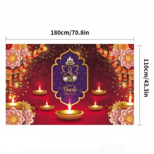 KYMY Happy Diwali Backdrop, Happy Diwali Festival Banner with 70.8X43.3inch, India Festival of Lights Backdrop, Diwali Party Supplier for Diwali Photography Background Party Decoration