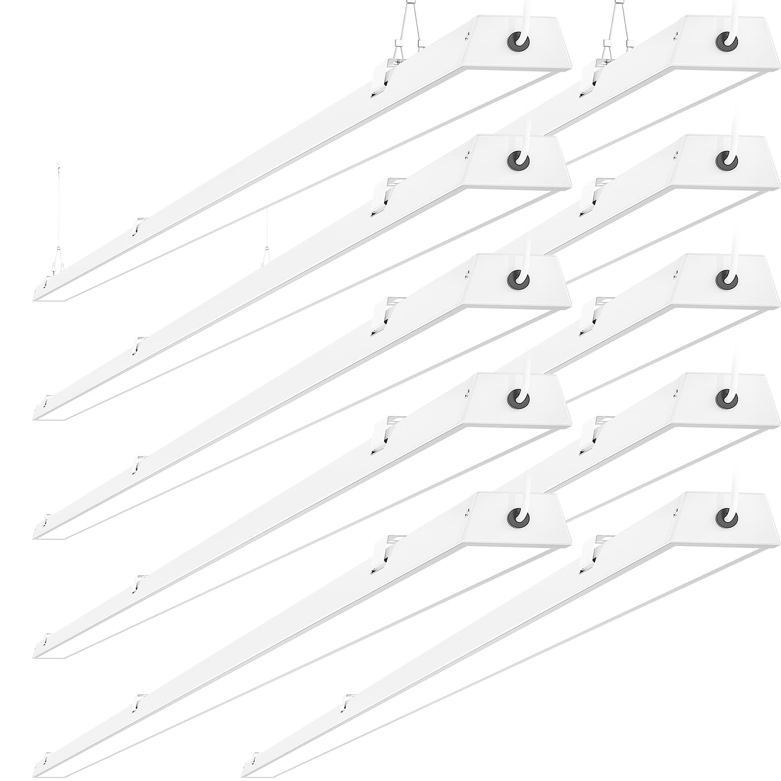 ANTLUX 8FT LED Shop Lights 100W [6 Lamps F96T12 Fluorescent Equiv.], Compact 8 Foot Strip Light with 5ft Cord Switch, Plug in, 12000LM, 5000K, Energy Saving Garage Lights, Surface/Suspended, 8 Pack