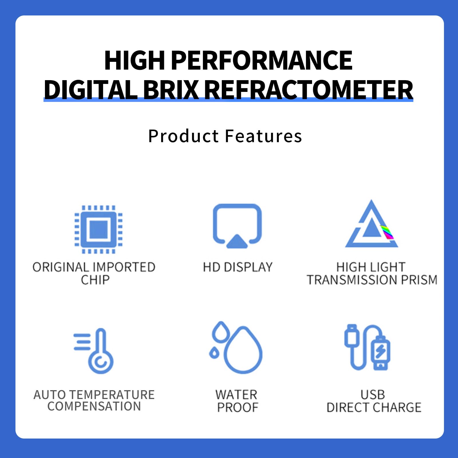 REVASRI Digital Brix Refractometer, Rechargeable Brix Meter for Liquid Sugar Content with LCD, 0-55% Range ±0.2% Accuracy with Auto Temperature Compensation