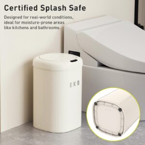 EKO Vintage Automatic Trash Can, 9L / 2.8 Gal Small Motion Sensor Bathroom Trash Can with Lid, Soft Square Wastebasket Touchless Garbage Can, Vanilla Stainless