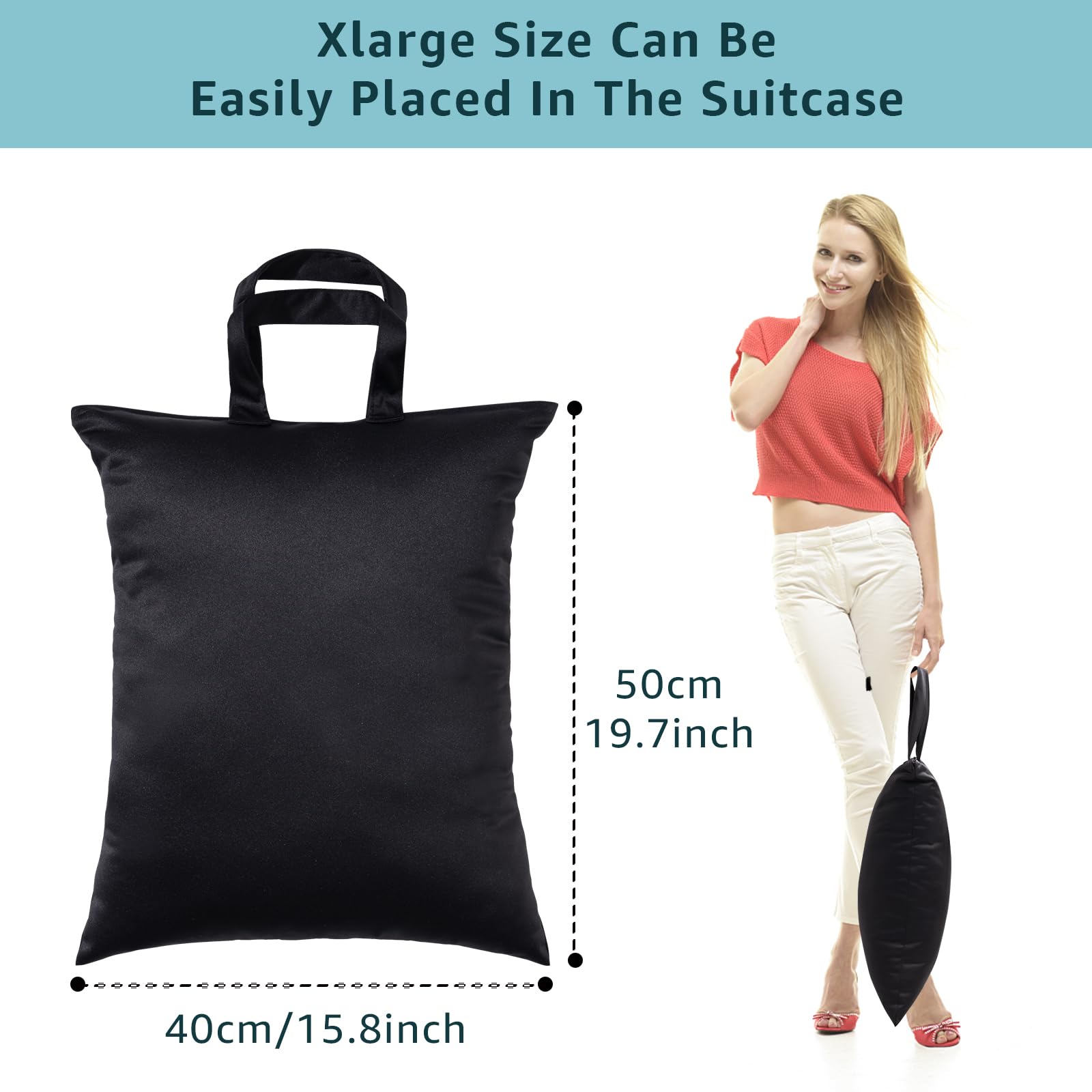 OrgaWise 2 Pcs Washable Laundry Bag Travel, 20 * 16 inch Large Waterproof Wet Dry Bag with Handle and hooks, Heavy Duty Washable Collapsible for College Dorm Sports Clothes Swimming Yoga