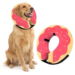 Inflatable Dog Cone Collar – Soft, Comfortable & Adjustable for Small Medium Large Dogs & Cats, Anti-Lick Recovery Donut E-Collar for After Surgery (Pink Donut, XS)