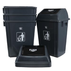 yarebest 4-pack 13 gallon plastic trash cans with lids, large grey garbage waste bin