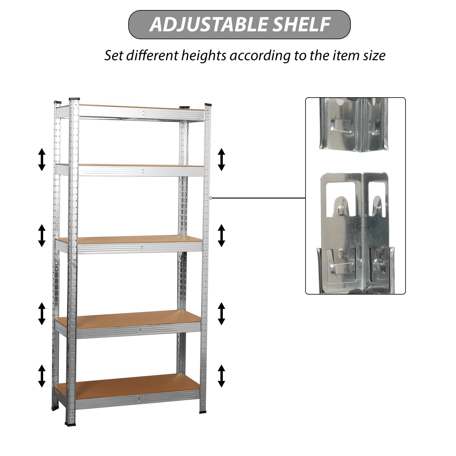 SIGNZWORLD Garage Shelving Garage Storage Shelving Units and Storage Metal Shelves for Storage Heavy Duty 5-Tie Utility Shelf Utility Shelves, 71x 35.5X 15.8 Inch (Silver)