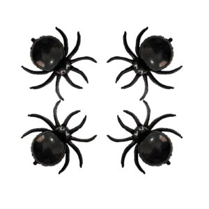 4 pcs halloween spider balloons,black spider foil balloons,3d realistic black spiders balloon,halloween balloons for halloween decoration day of death new year birthday spooky party