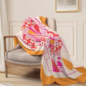 Orange Queen of Hearts Blanket,Soft Fleece Flannel Lightweight Blanket,Cozy Warm Throw Blanket Girl's Room Sofa Decor Preppy Trendy Gifts Blanket All Seasons 40x50 inch,Gift for Her