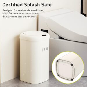 EKO Vintage Automatic Trash Can,12L / 3.2 Gal Small Motion Sensor Bathroom Trash Can with Lid, Soft Square Wastebasket Touchless Garbage Can, Vanilla Stainless