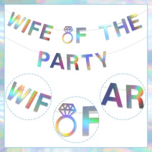 Sursurprise Wife of the Party Bachelorette Decorations, Wife of the Party Banner Sign Iridescent Holographic for Bridal Shower Engagement Wedding Party Supplies