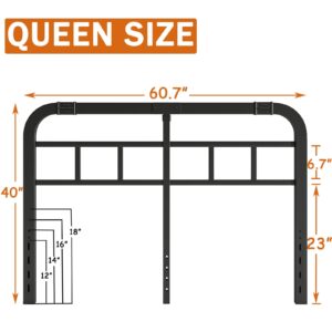 Hunlostten 40 Inch High Metal Headboard Queen Size, Black Queen Headboard Only, Industrial Headboard, Easy Assembly