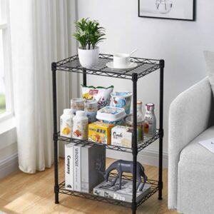 YL traV 3 Tier Kitchen shelves,Wire Shelving, Shelving Units and Storage Rack, Fixed Layer Spacing Storage Metal Large Capacity 17.3" L x 11.4" W x 31" H for Pantry Closet Kitchen Laundry Black