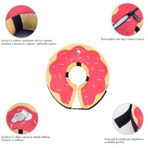 Inflatable Dog Cone Collar – Soft, Comfortable & Adjustable for Small Medium Large Dogs & Cats, Anti-Lick Recovery Donut E-Collar for After Surgery (Pink Donut, XS)