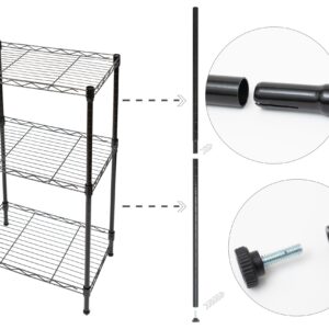 YL traV 3 Tier Kitchen shelves,Wire Shelving, Shelving Units and Storage Rack, Fixed Layer Spacing Storage Metal Large Capacity 17.3" L x 11.4" W x 31" H for Pantry Closet Kitchen Laundry Black