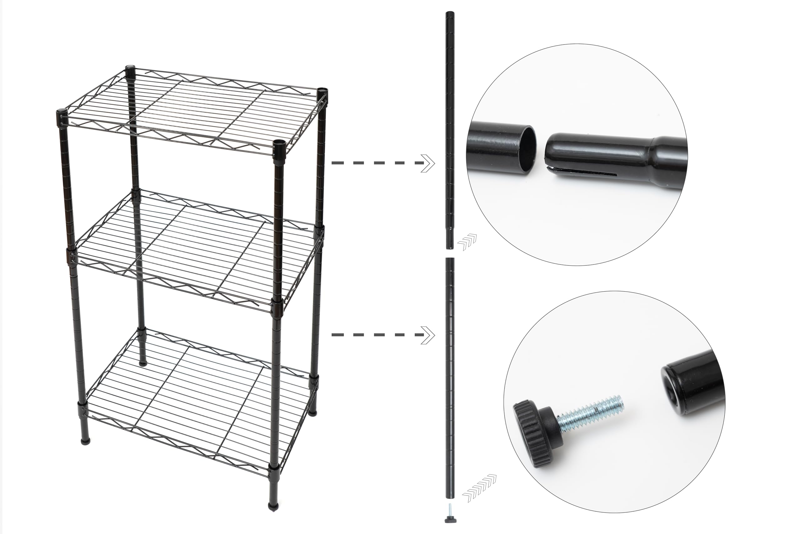 YL traV 3 Tier Kitchen shelves,Wire Shelving, Shelving Units and Storage Rack, Fixed Layer Spacing Storage Metal Large Capacity 17.3" L x 11.4" W x 31" H for Pantry Closet Kitchen Laundry Black