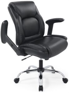 chairman multi-purpose premium bonded leather padded mid-back adjustable-height/tilt, swivel office computer desk task chair with functional arms, black