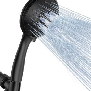 Shower Head with Handheld - RAINVISTA 6 Functions High Pressure Detachable Shower Head Set for Bathroom, Stainless Steel Hose and Adjustable Shower Arm Bracket, Matte Black