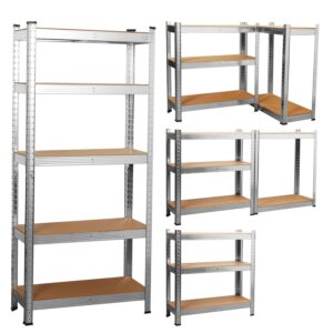 signzworld garage shelving garage storage shelving units and storage metal shelves for storage heavy duty 5-tie utility shelf utility shelves, 71x 35.5x 15.8 inch (silver)