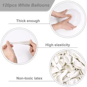 RUBFAC White Balloons, 110pcs 12 Inch Party Latex Balloons, Thicker White Balloons for Birthday Wedding Baby Shower Graduation Anniversary Party Decorations