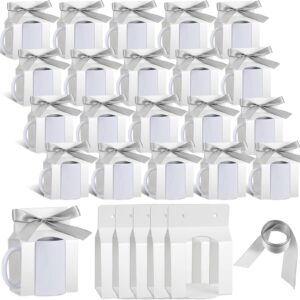 kosiz 36 pcs mug boxes sublimation mugs gift bags mug box gift box with window mug boxes for shipping selling gift packaging box for mugs gift wrapping (white, silver,for 11oz mug)