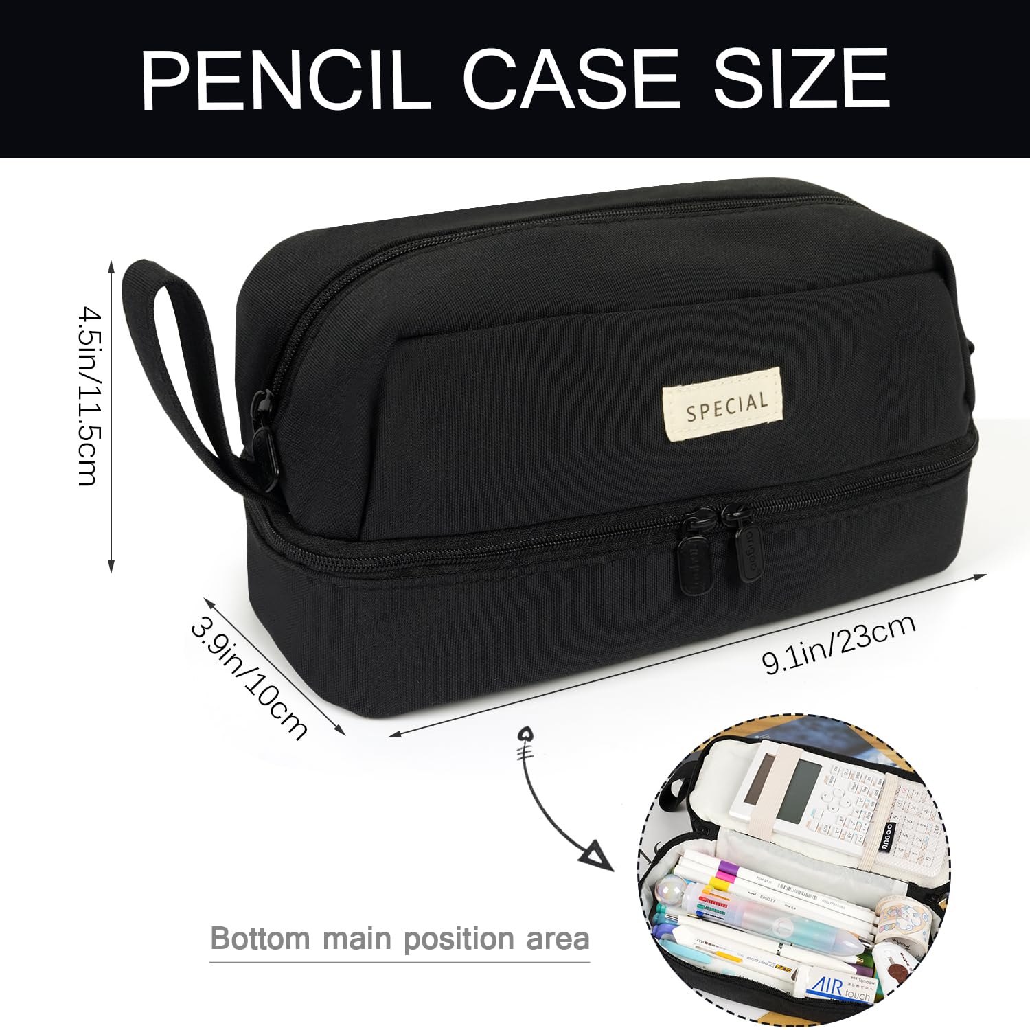 MAMUNU Pencil Case Large Capacity, Pencil Case Aesthetic, Pencil Case Pen Pouch with Zipper Compartments Portable Handle, Pencil Pouch for School Office College Teen Girls Boys Adults Students